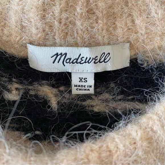 Madewell Wool Alpaca Shrunken Pullover Sweater in Tiger Stripe Sz XS Cropped - Picture 6 of 11